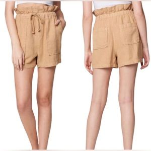 NWT Blank NYC Drawstring Paperbag Waist Shorts in Light Brown - Size XS